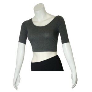 Women Grey 3/4 Sleeve Crop Top